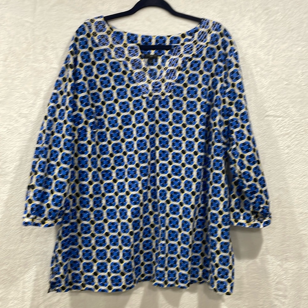 Talbots Tunic Blue Black Yellow Size 3X Cover Up